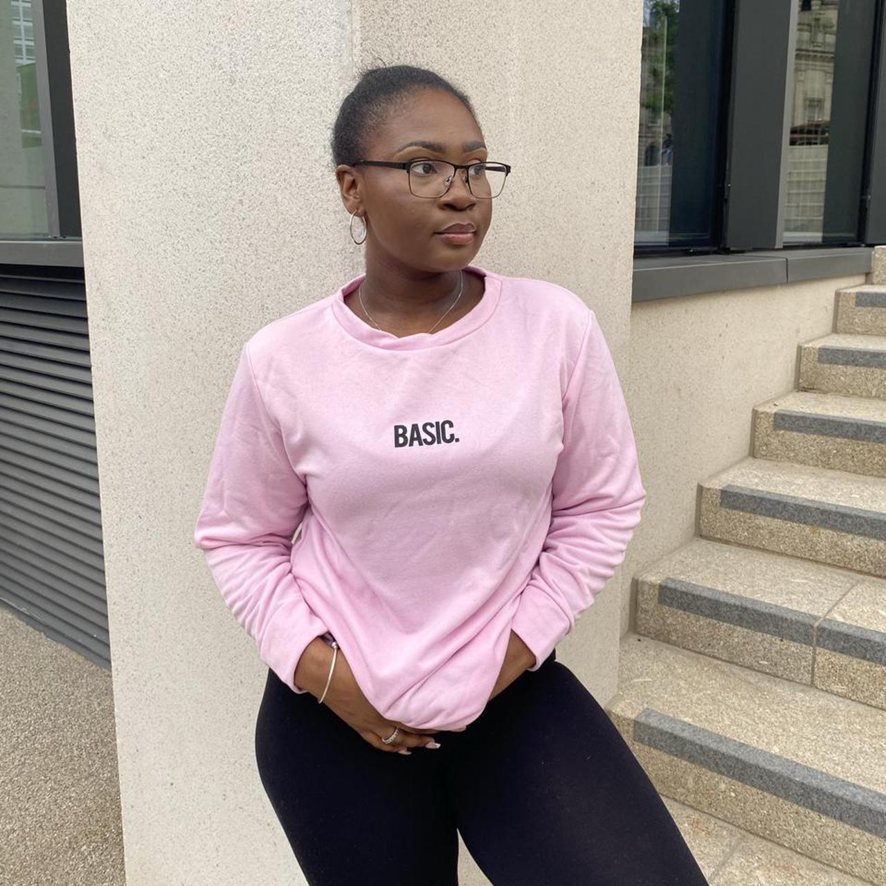 pink slogan jumper