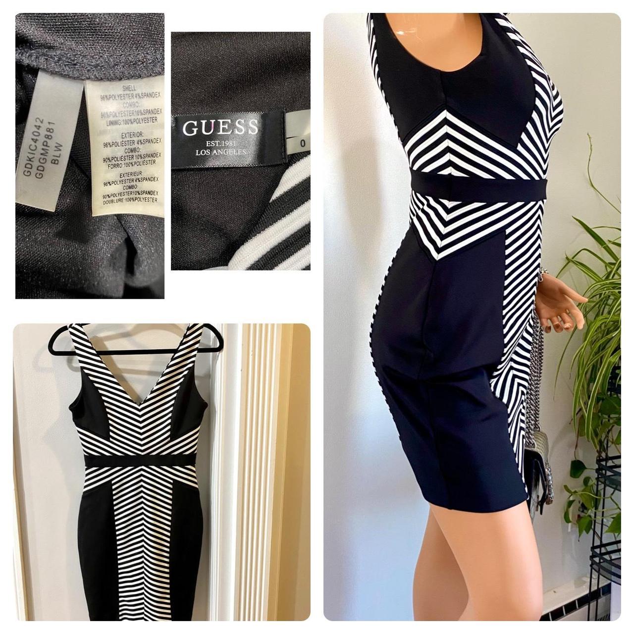 Guess Black and White Striped Bodycon Dress. Depop