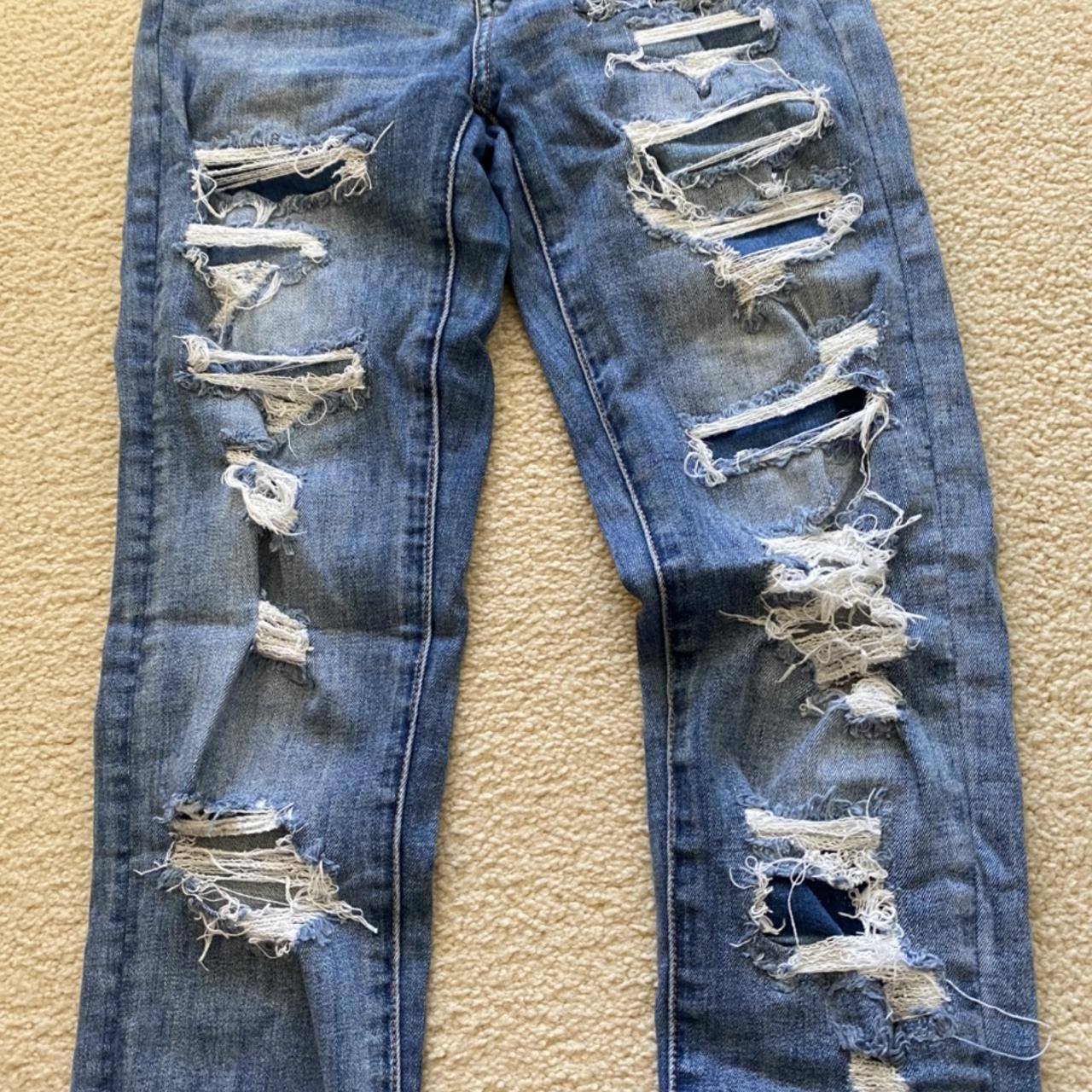 american eagle ripped skinny jeans, very stretchy - Depop