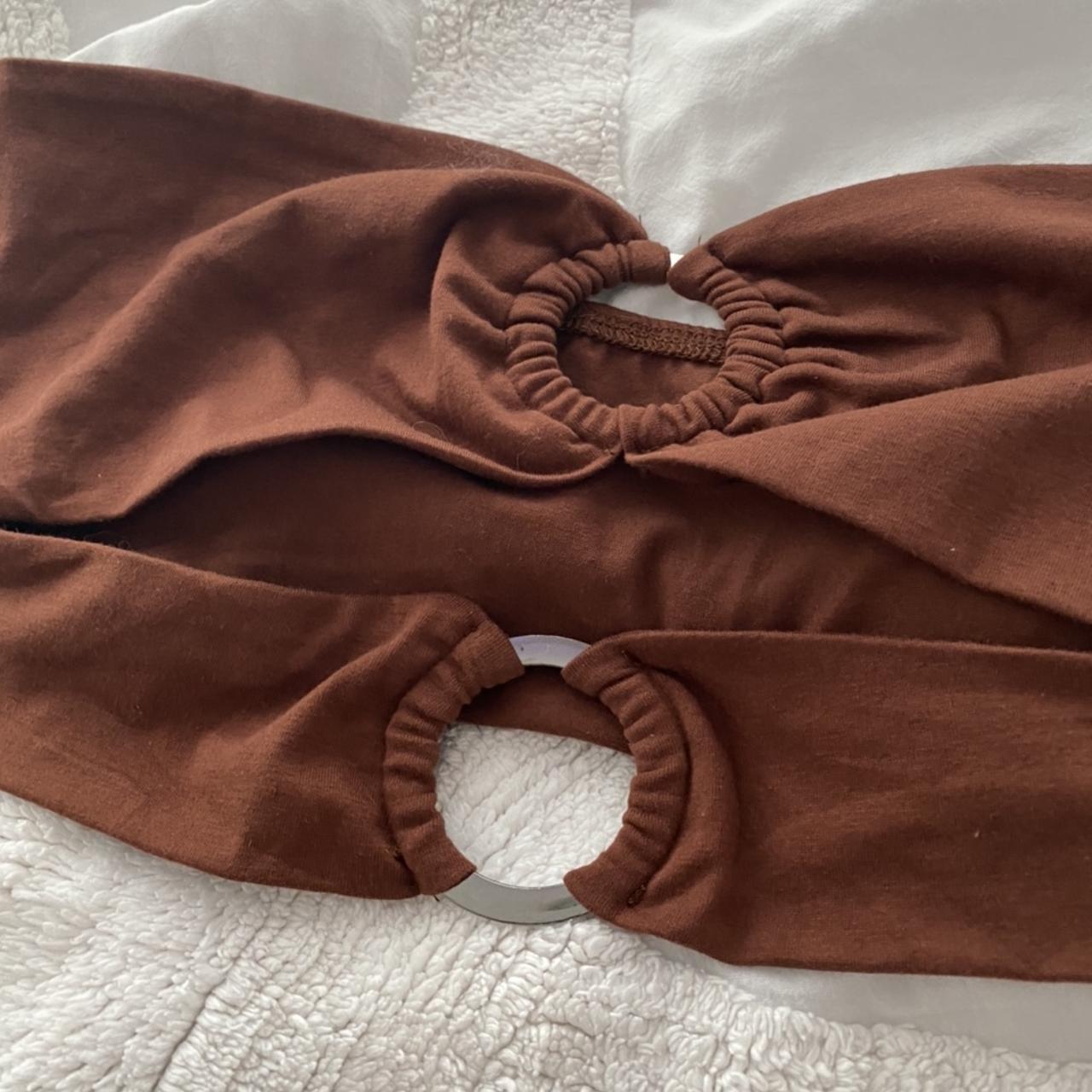brown ring cut out tube top -size large (runs a bit... - Depop