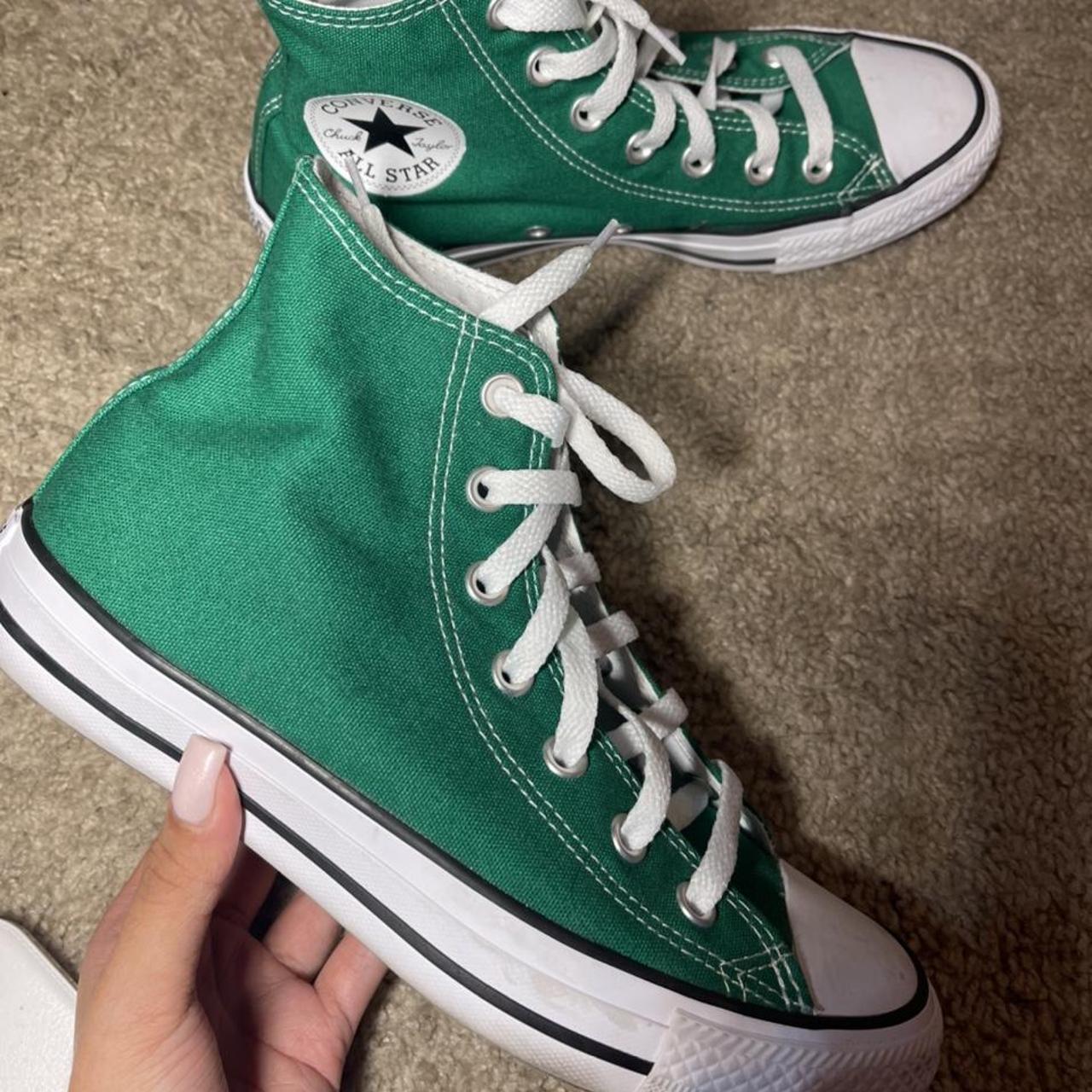 emerald green high top converse