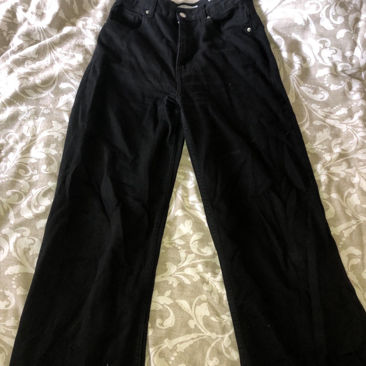 Bershka wide leg black jeans Quality, barely worn I... - Depop