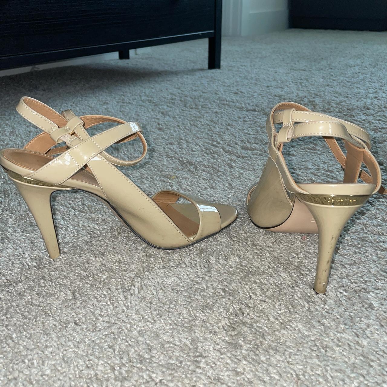 Calvin Klein Tan Strappy Heels fits up to size 5-6... - Depop