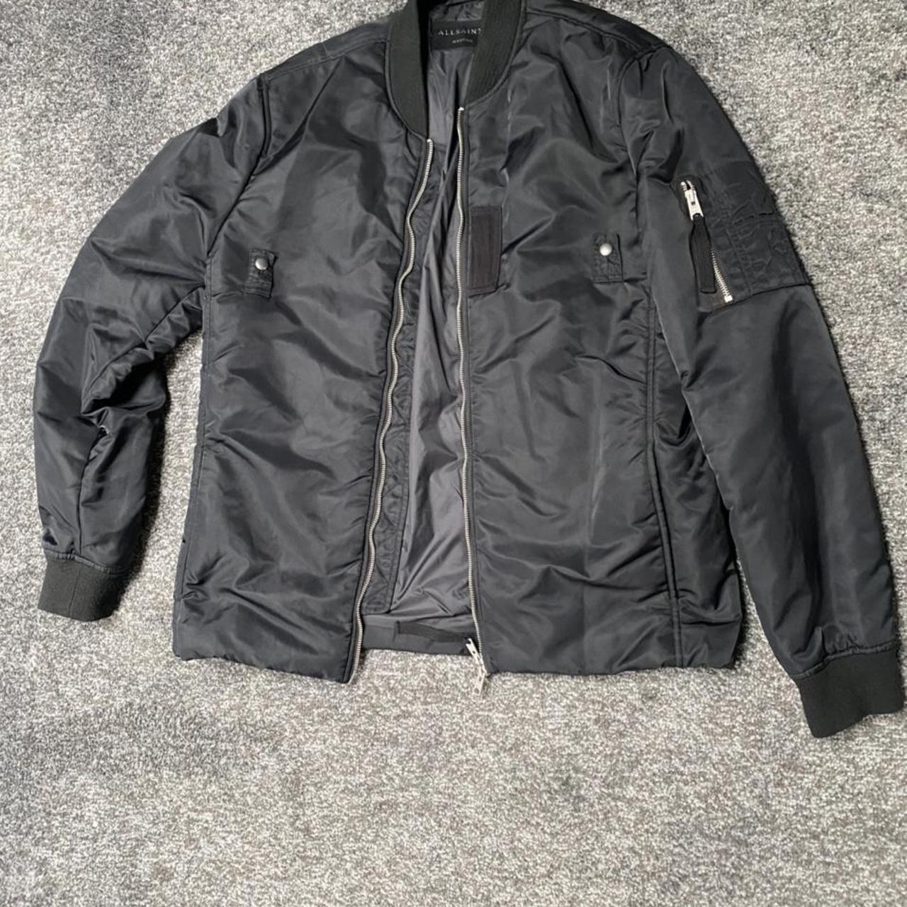 AllSaints Bomber style jacket Navy Very minimal wear - Depop