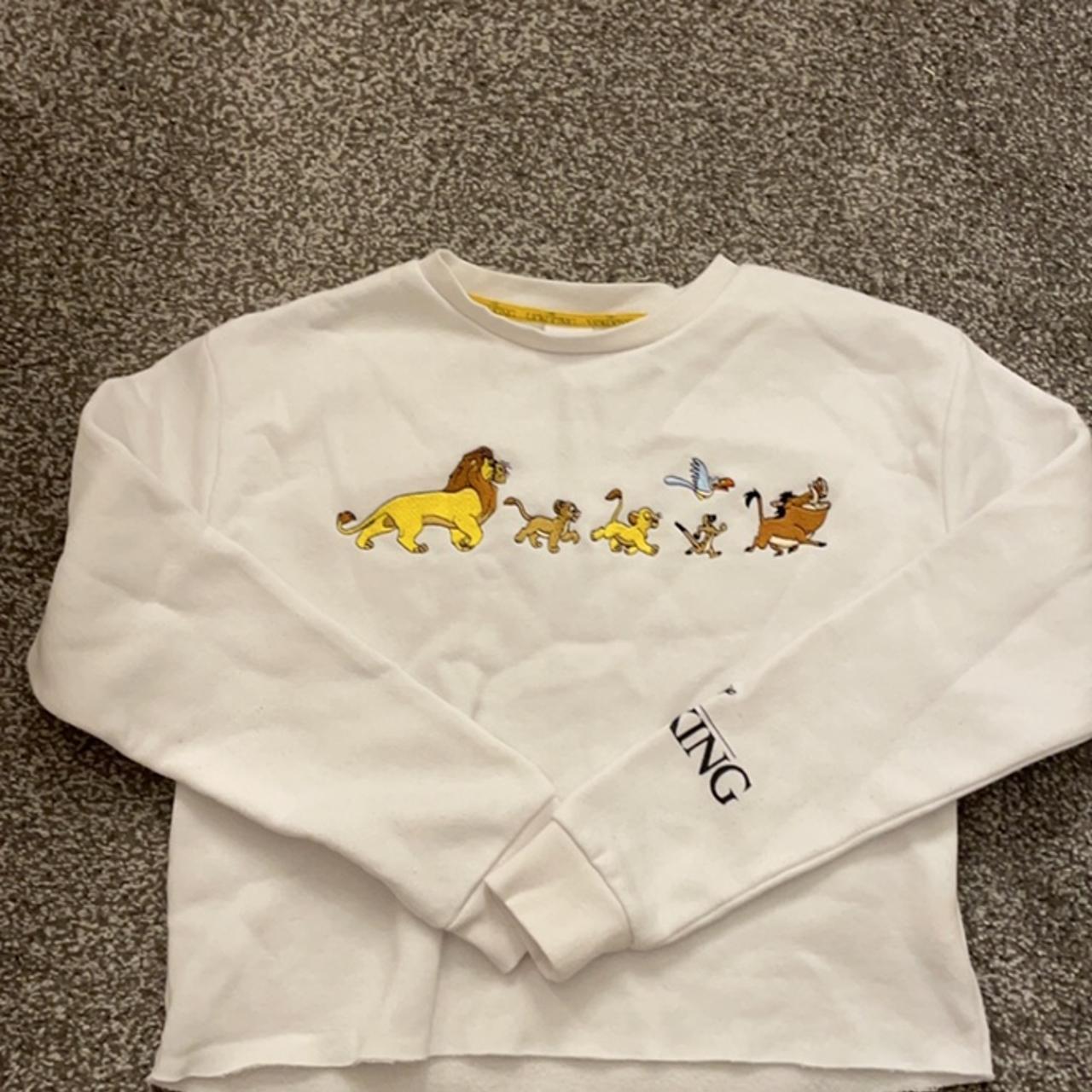 primark white lion king cropped jumper xx size 2xs... Depop
