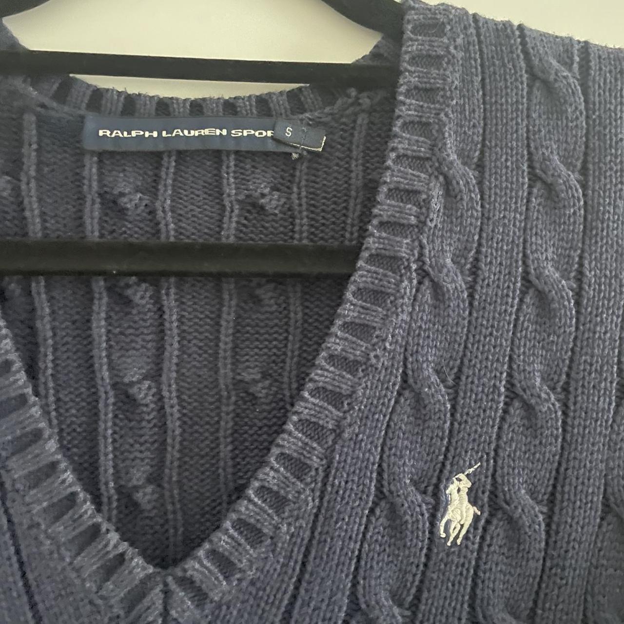 Ralph Lauren cable knit navy jumper. Size Small.... - Depop