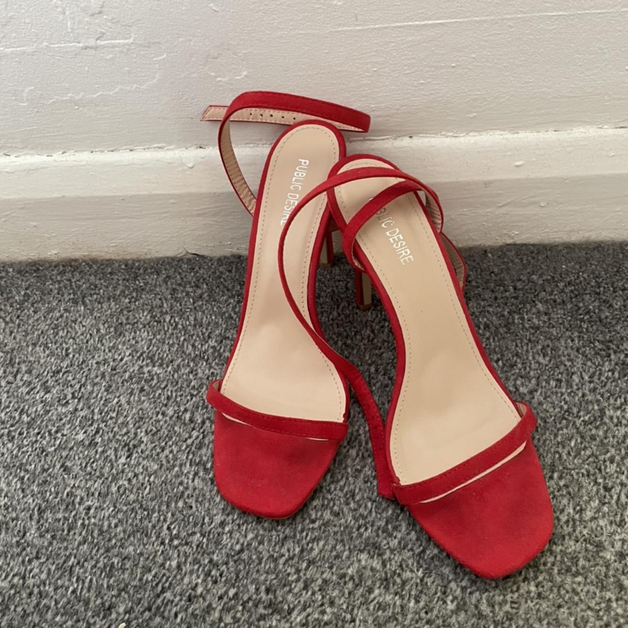 Strappy heels Red strappy sandals Barely there... - Depop