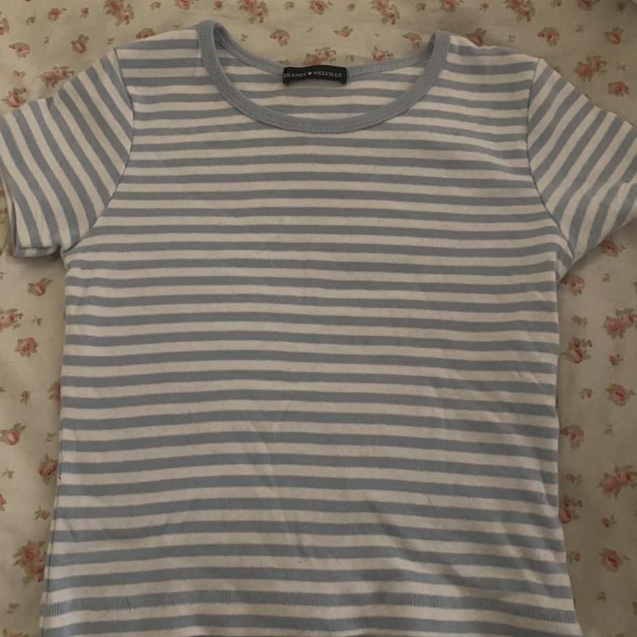 brandy melville blue strip ashlyn top bought in... - Depop