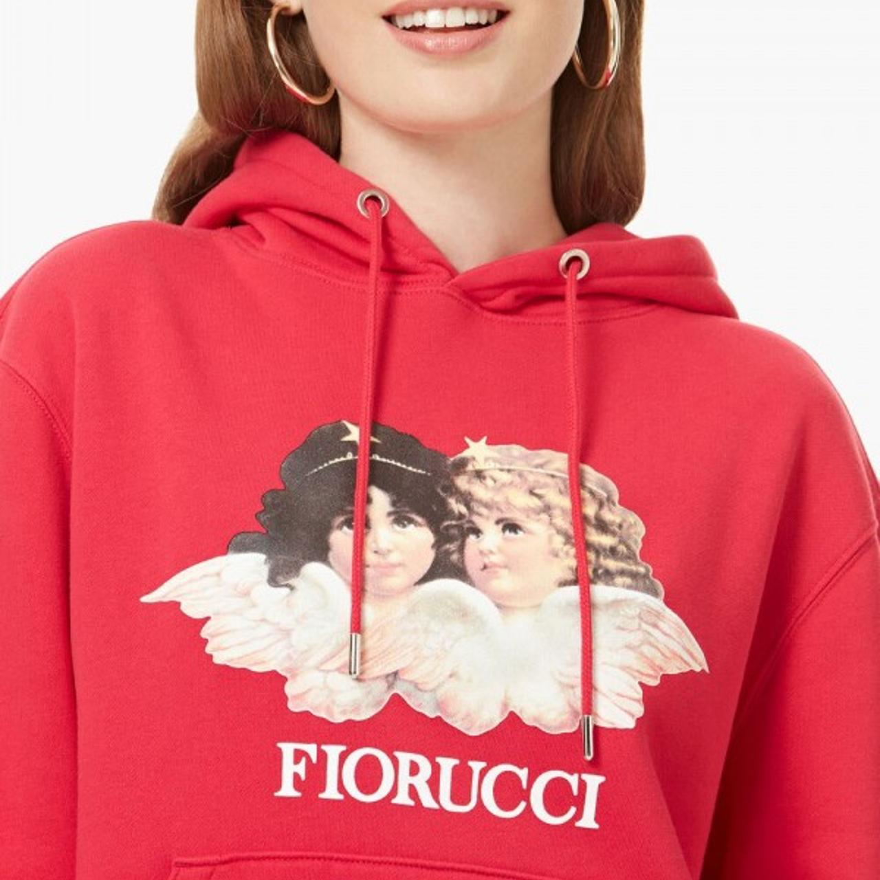 Sudadera roja con capucha y estampado de ángeles vintage de Fiorucci 