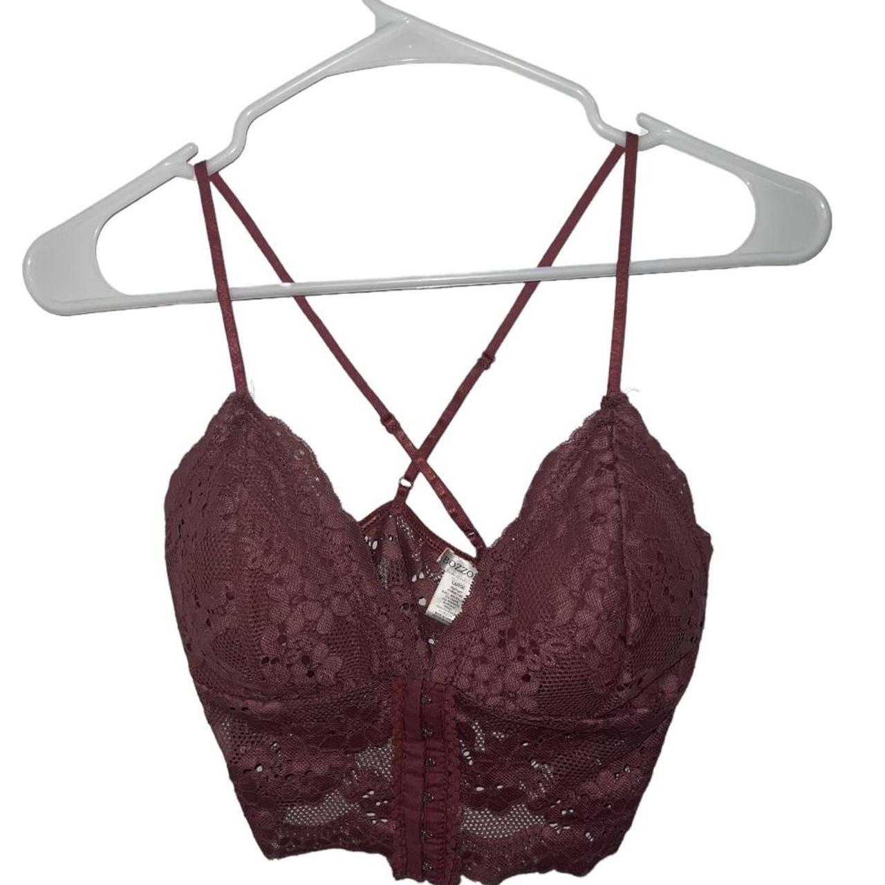 Burgundy lace bralette top, super cute and in great - Depop