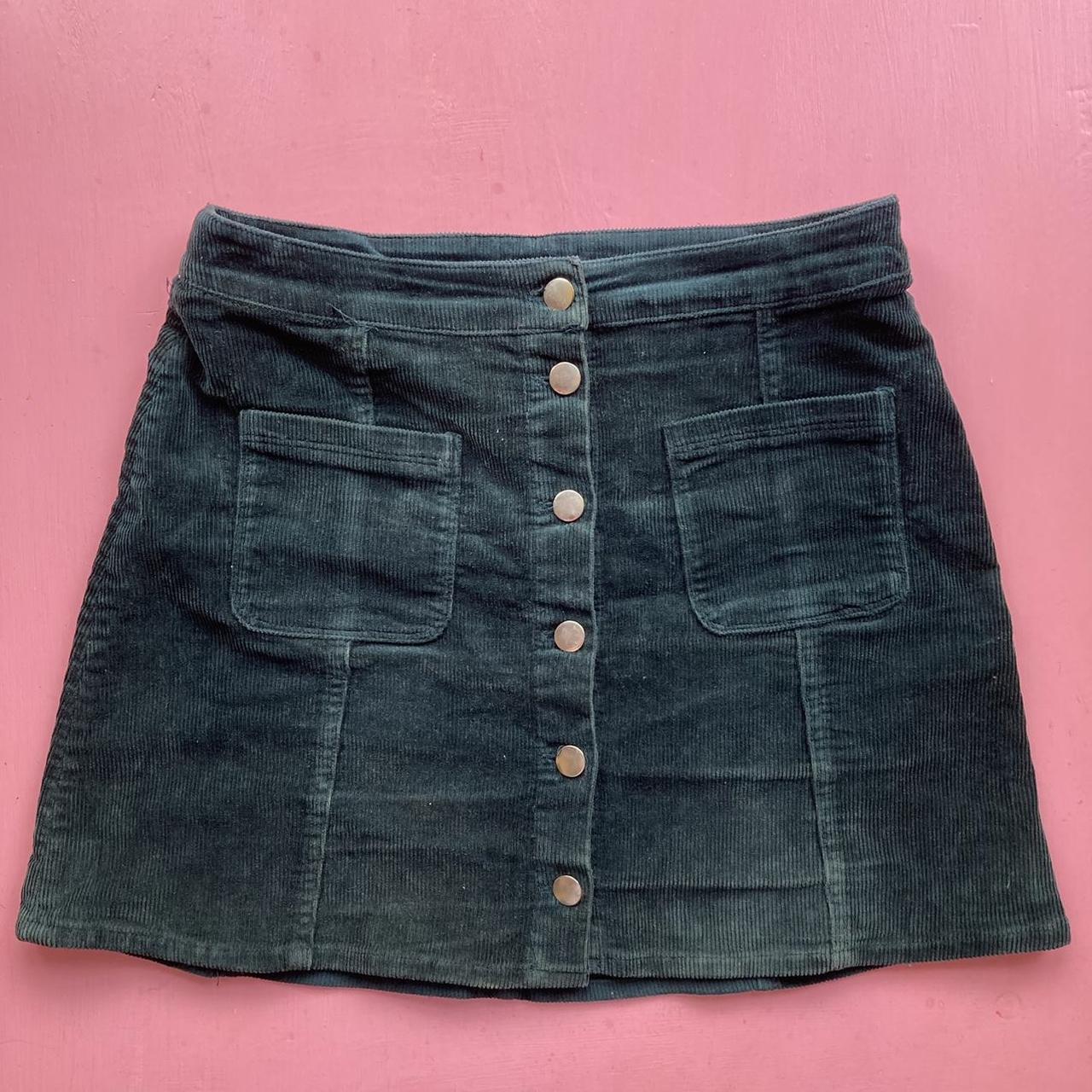 H&M green cord skirt. Button up. Good condition. Depop