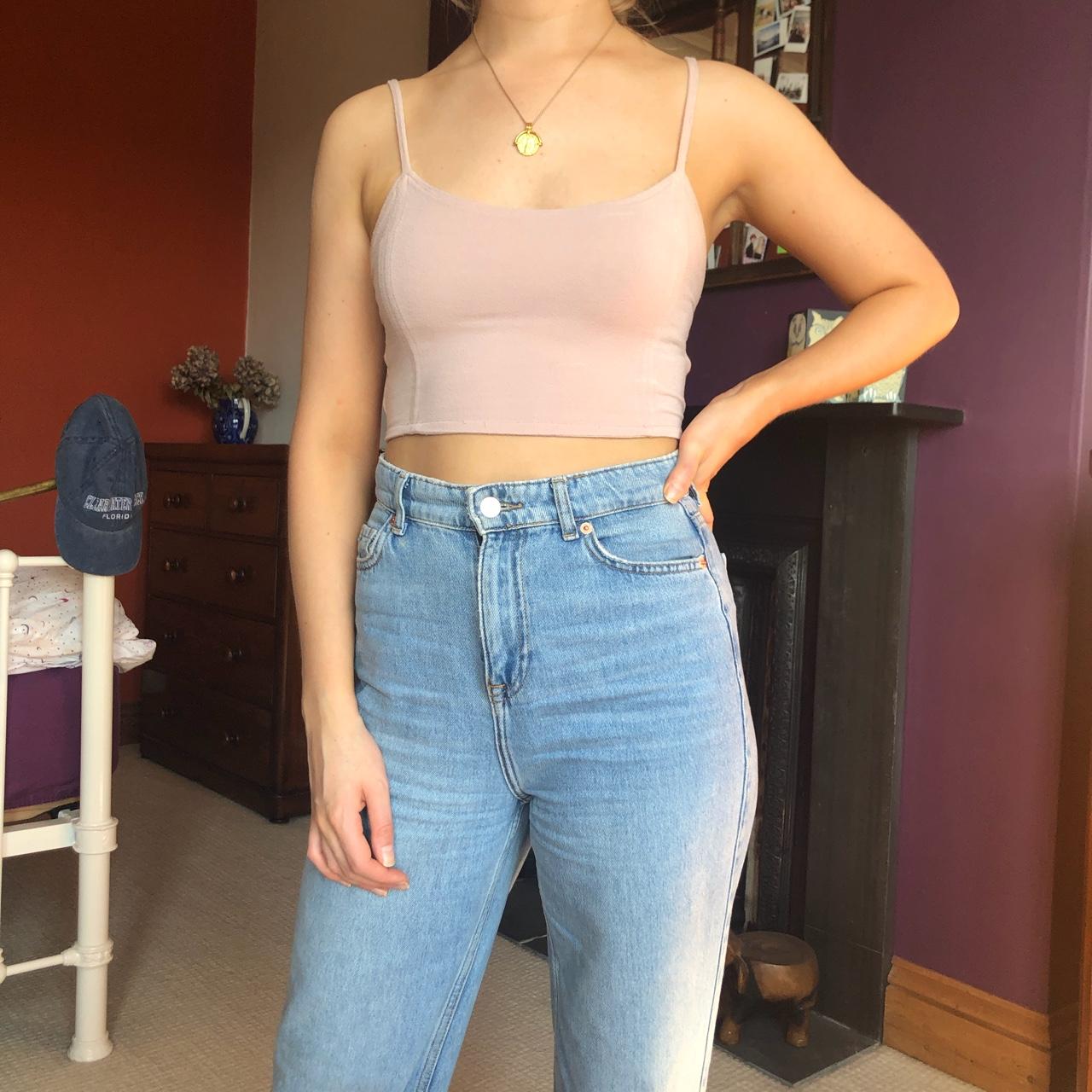 Pink strappy brandy Melville top perfect for summer - Depop