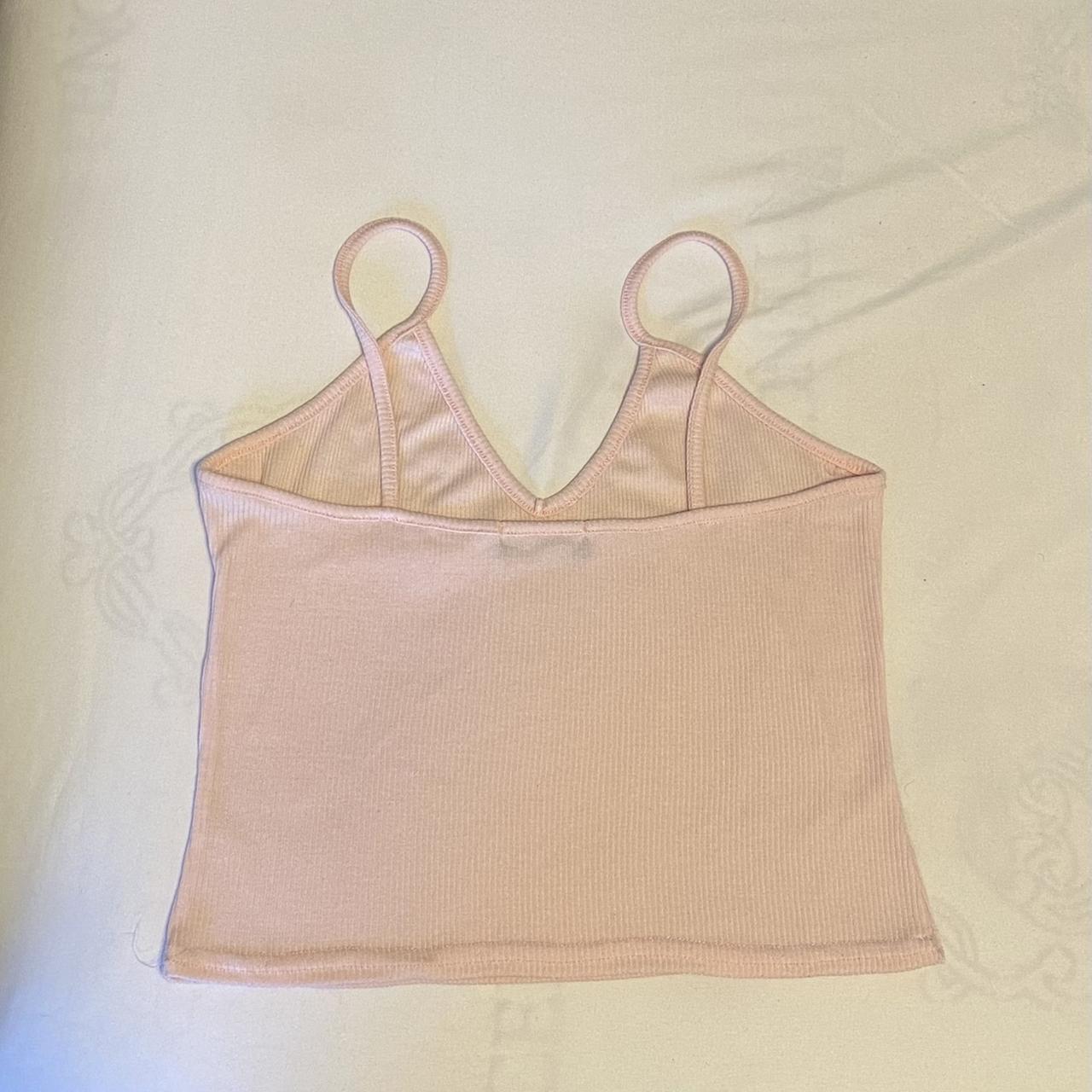Prettylittlething Light Pink V Neck Tank Top Ribbed... - Depop