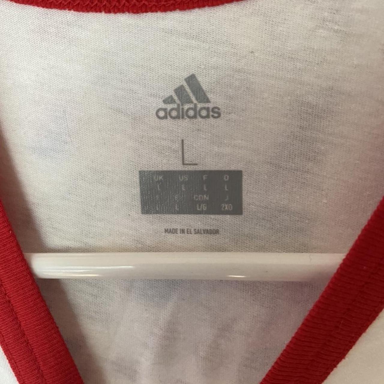 plain red (mid) sleeved adidas shirt - Depop