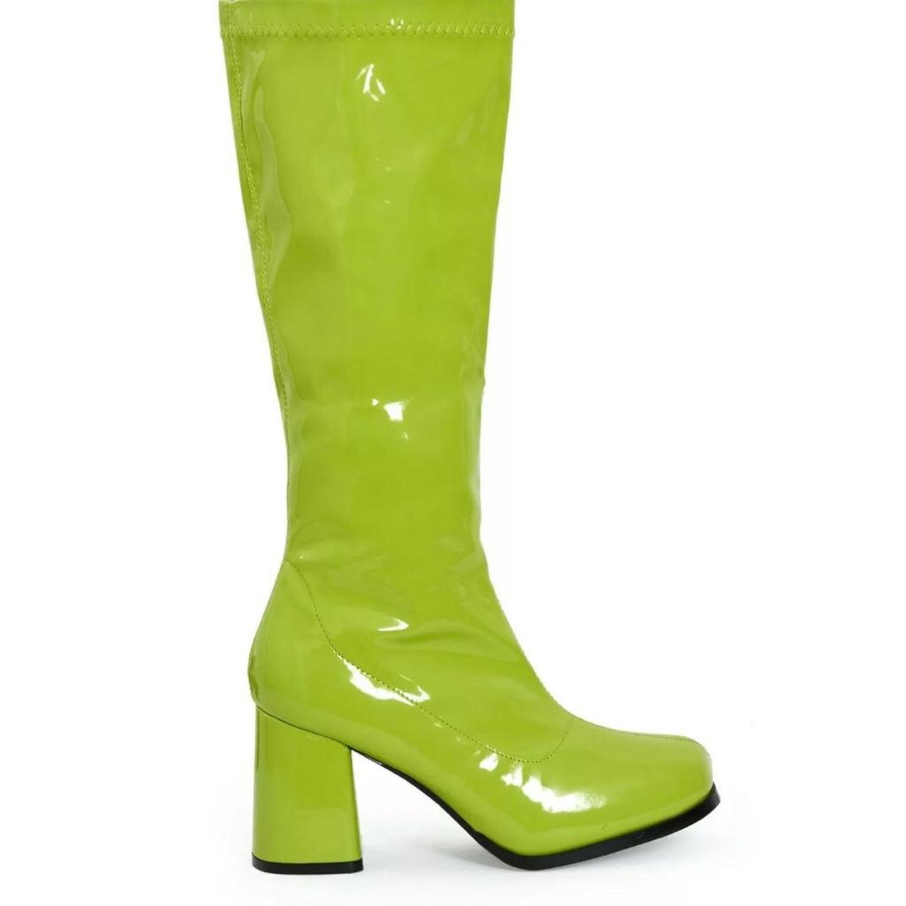 Green knee high platform boots patent faux leather... Depop
