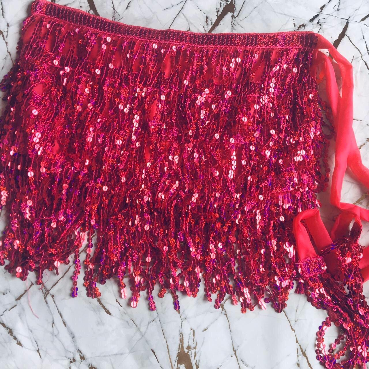 Hot pink sequin tassel festival skirt Skirt wraps. Depop