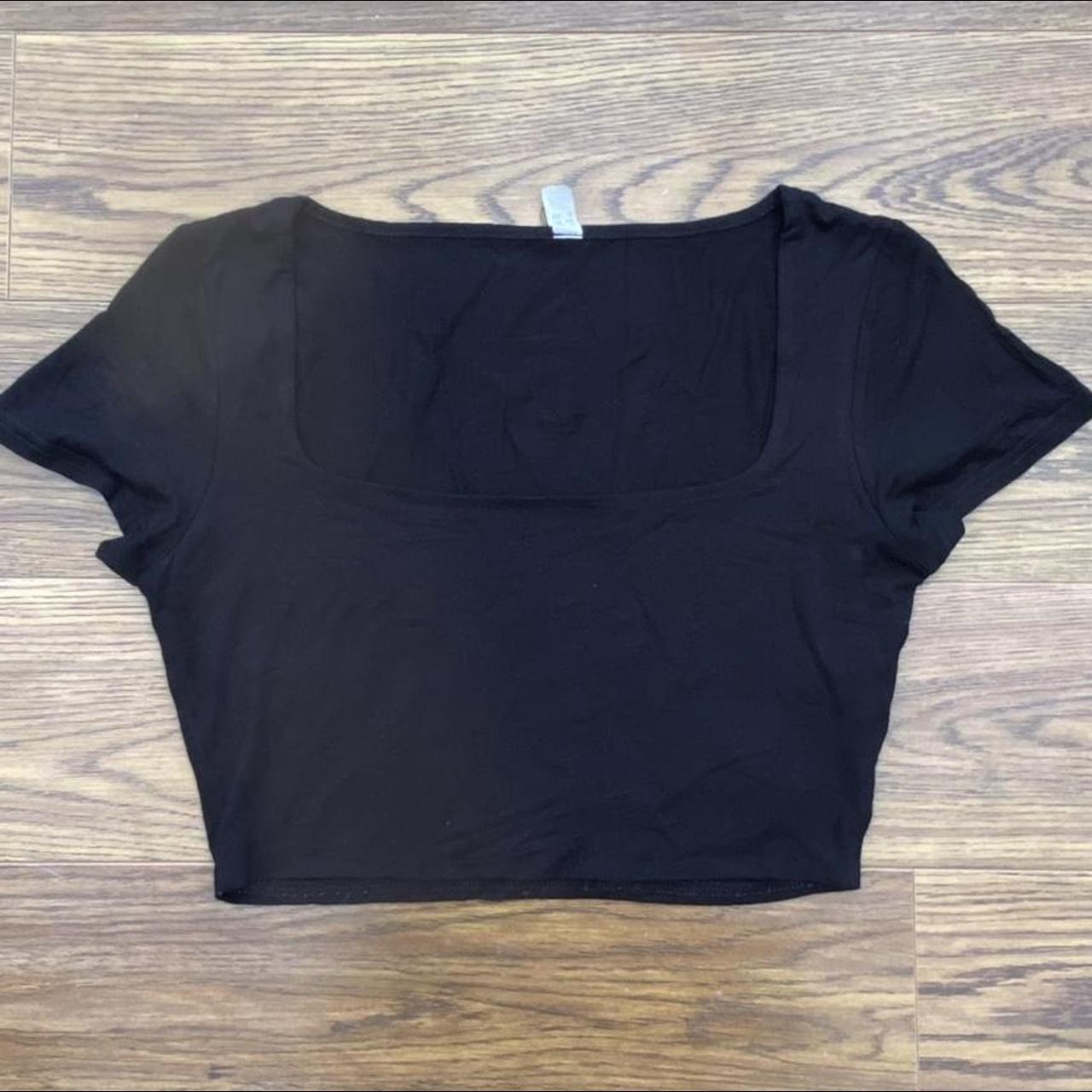 Asos womens black square neck crop top. Womens size... - Depop