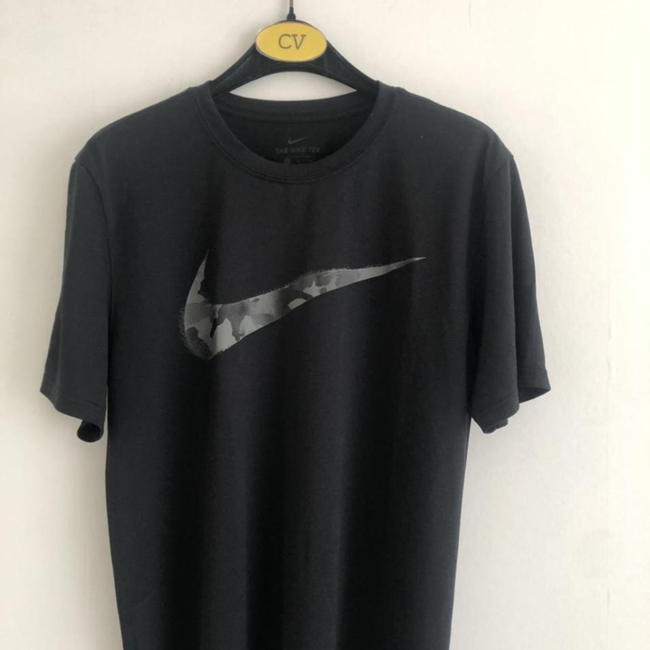 Black Nike sports/running T-Shirt with logo on... - Depop