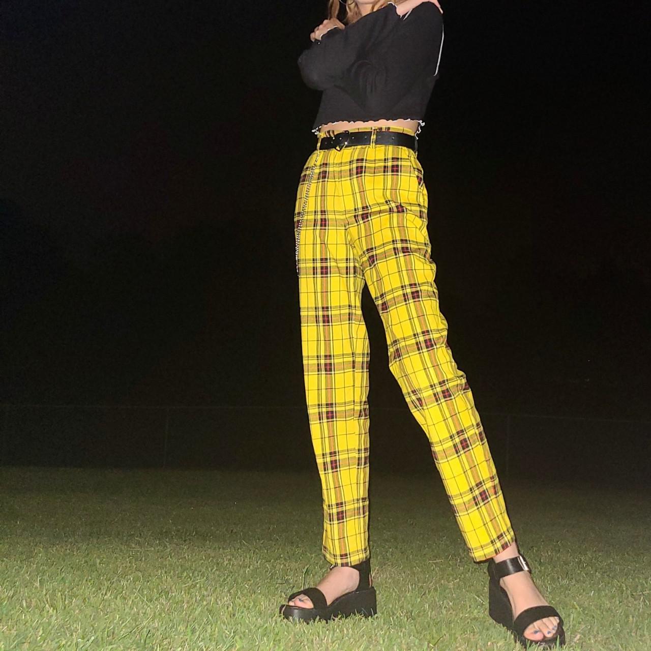 plaid yellow and black pants