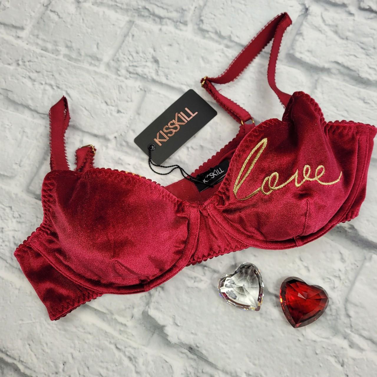 Bra and thong set from victoria secret Red and gold - Depop