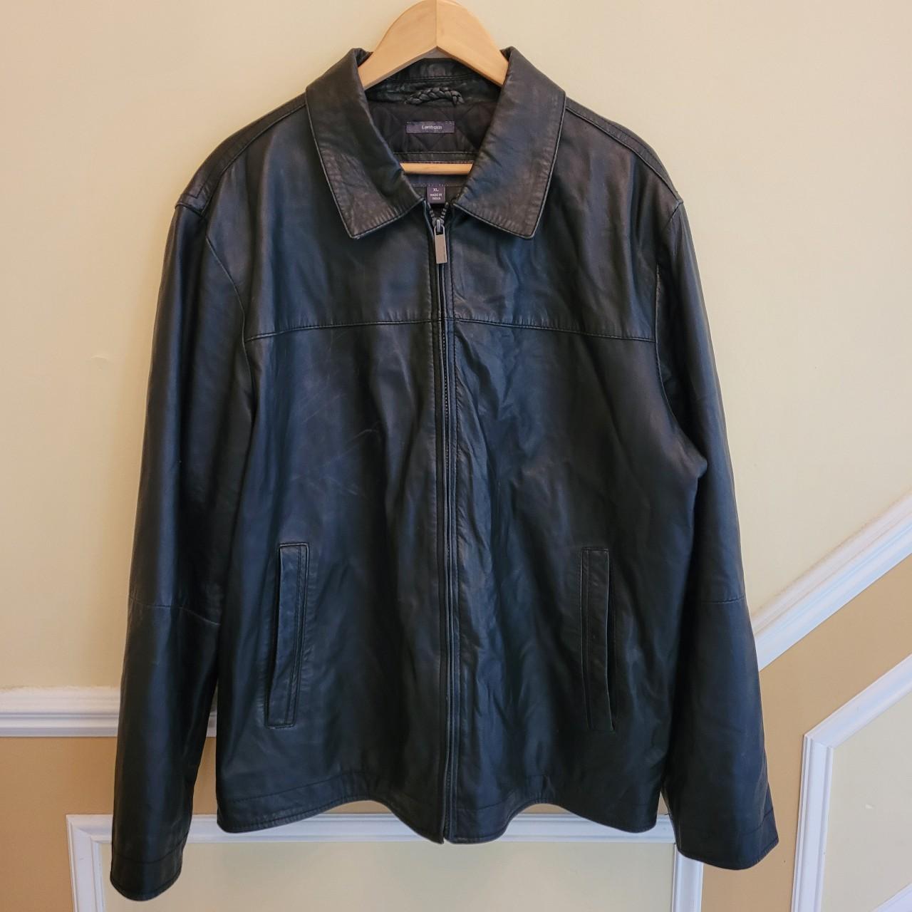 Perry Ellis Portfolio Lambskin Jacket Nicely broken... - Depop