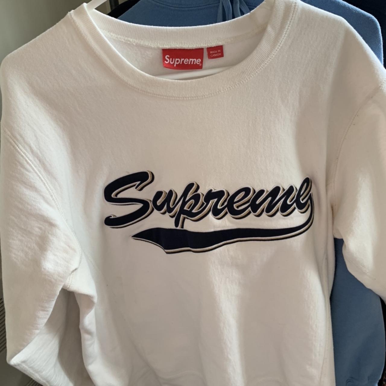 Supreme Brush Script Logo Crewneck. No noticeable | Depop