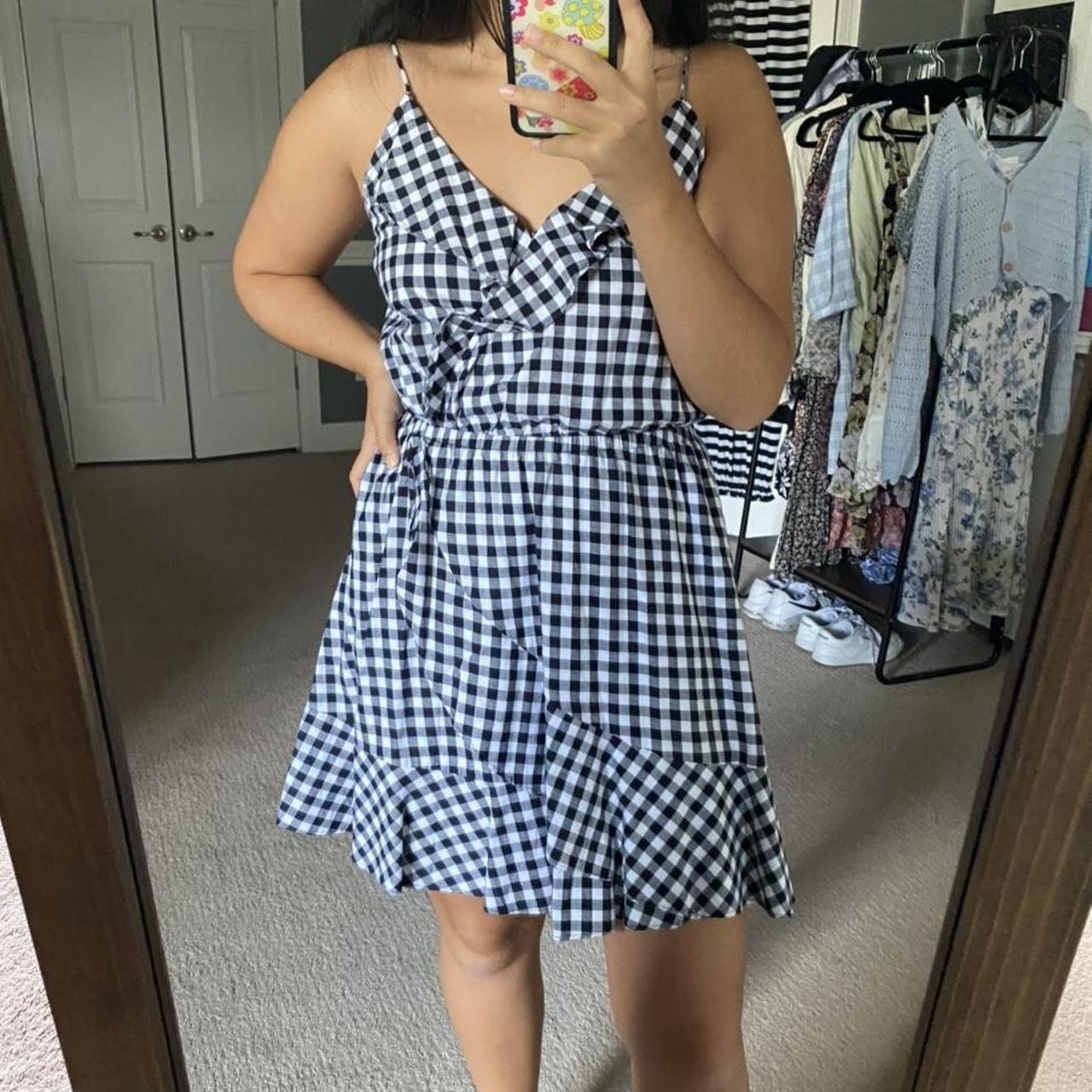 B&w Checkered Dress - Depop