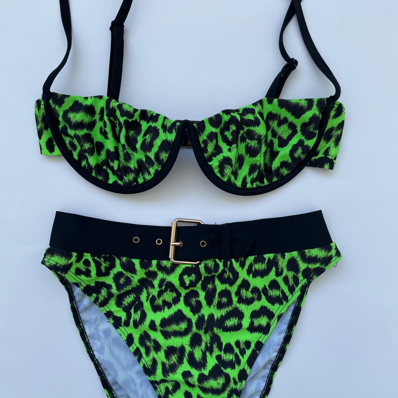 Leopard print underwire bikini top