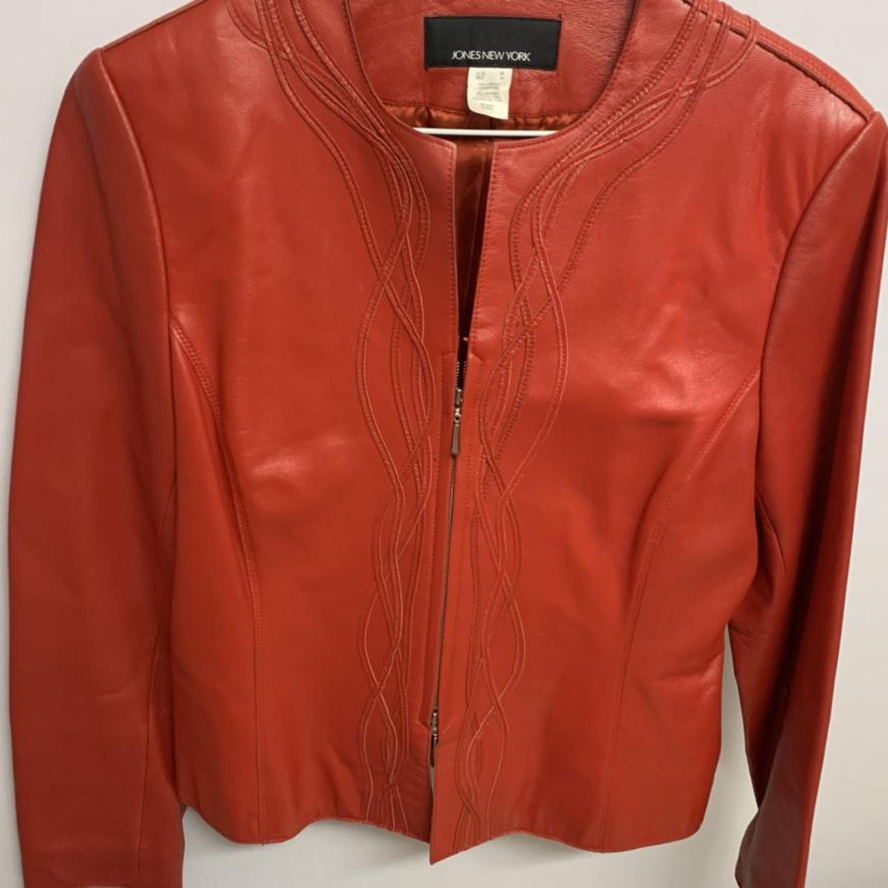 jones new york red leather jacket