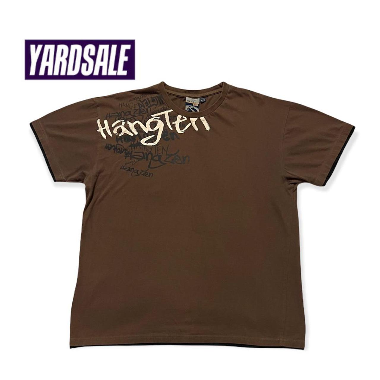 Hang Ten || brown y2k vintage spellout t shirt... - Depop