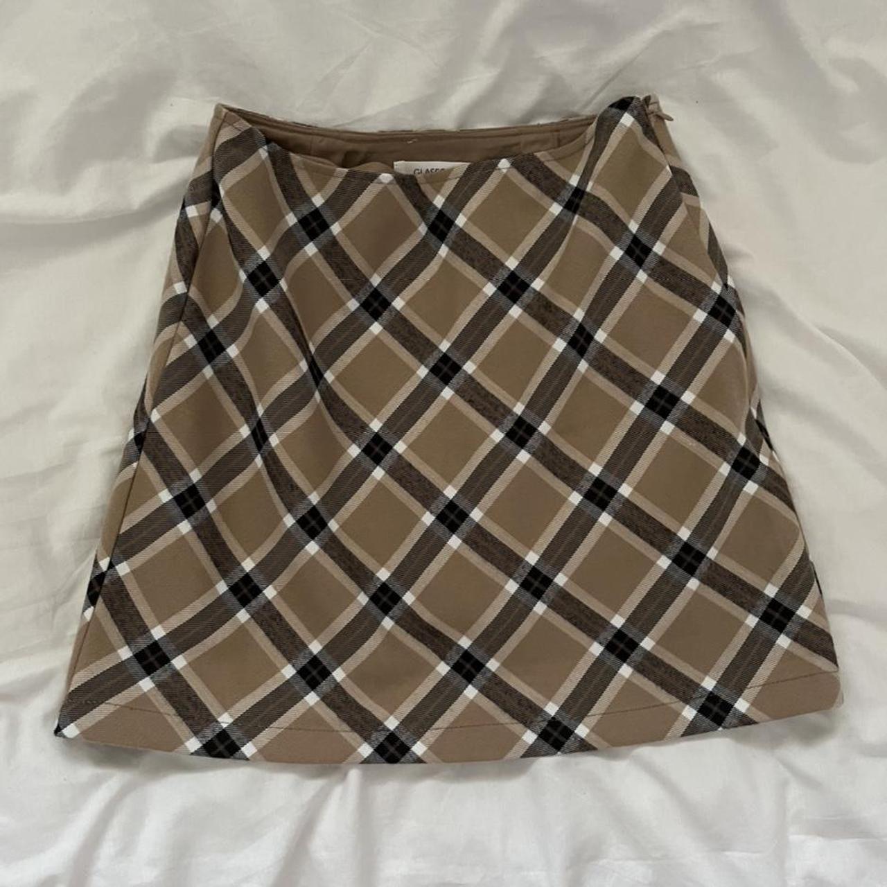Women's Cream and Brown Skirt Depop