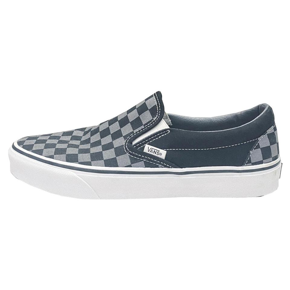 white checkered slip on vans