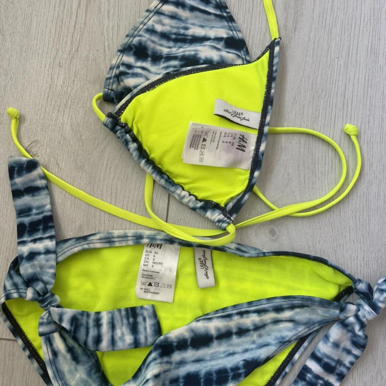 H&M Women's Blue and Yellow Bikinisandtankinisets Depop