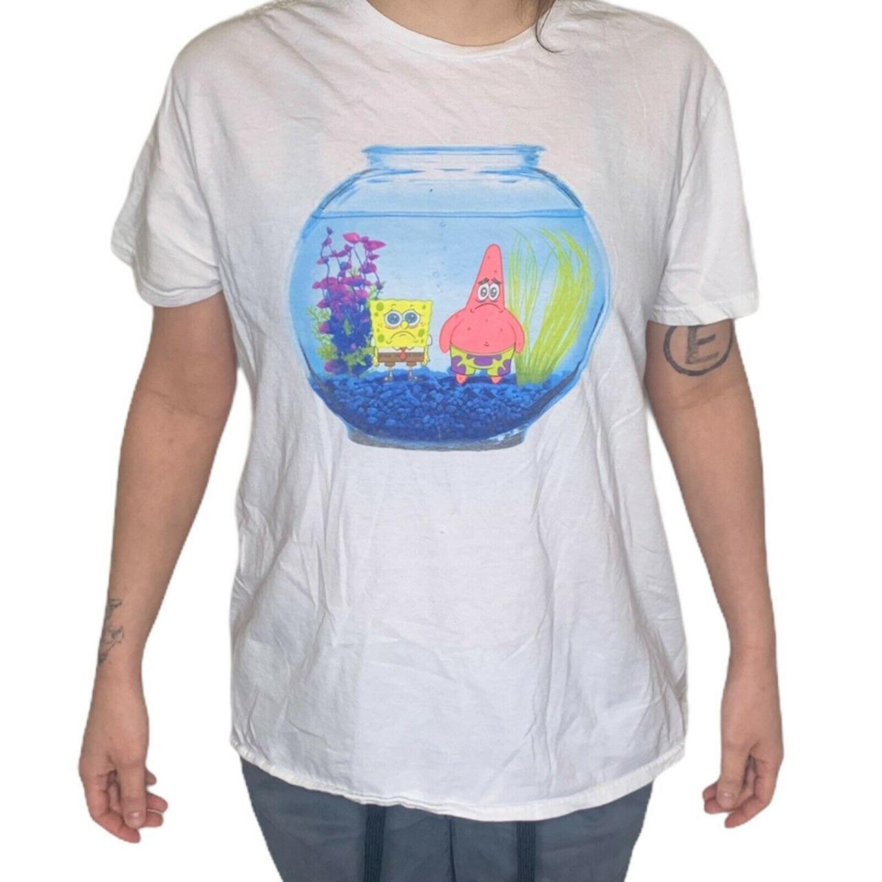 SpongeBob SquarePants T-Shirt Sad Patrick In Fish Bowl Small White Shirt