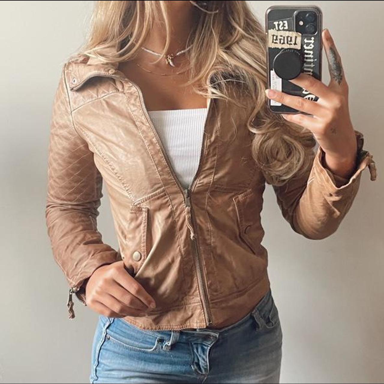 light tan leather jacket