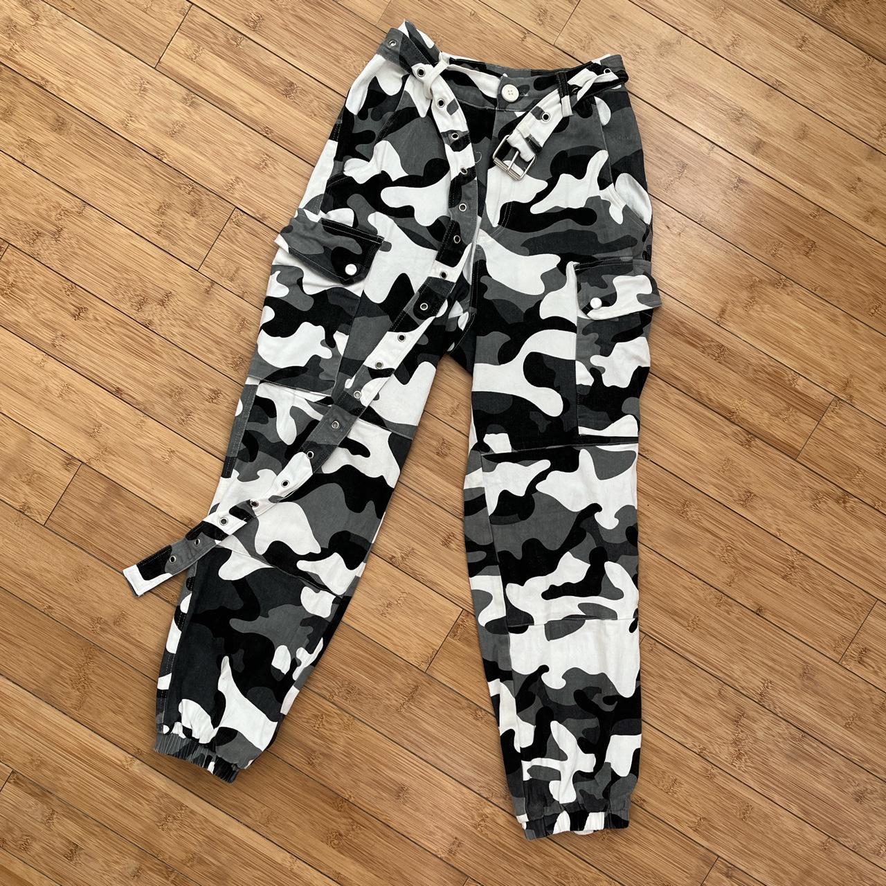 Akira black + white camo cargo pant This pant has... - Depop