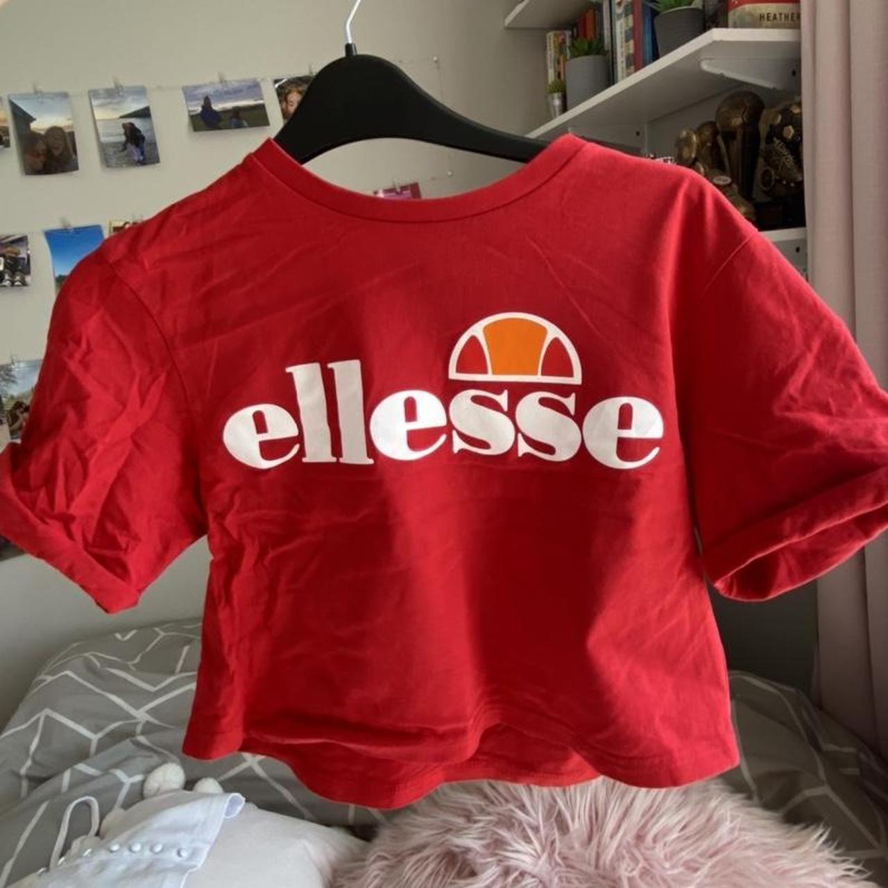 red ellesse crop top never worn before in perfect... - Depop