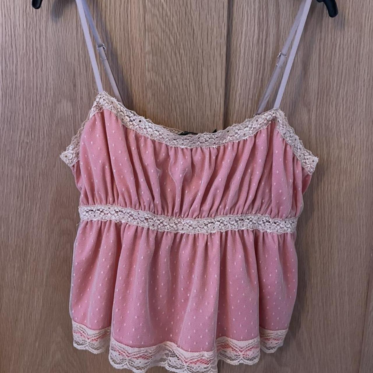 Cider Women's Pink and Yellow Croptop Depop