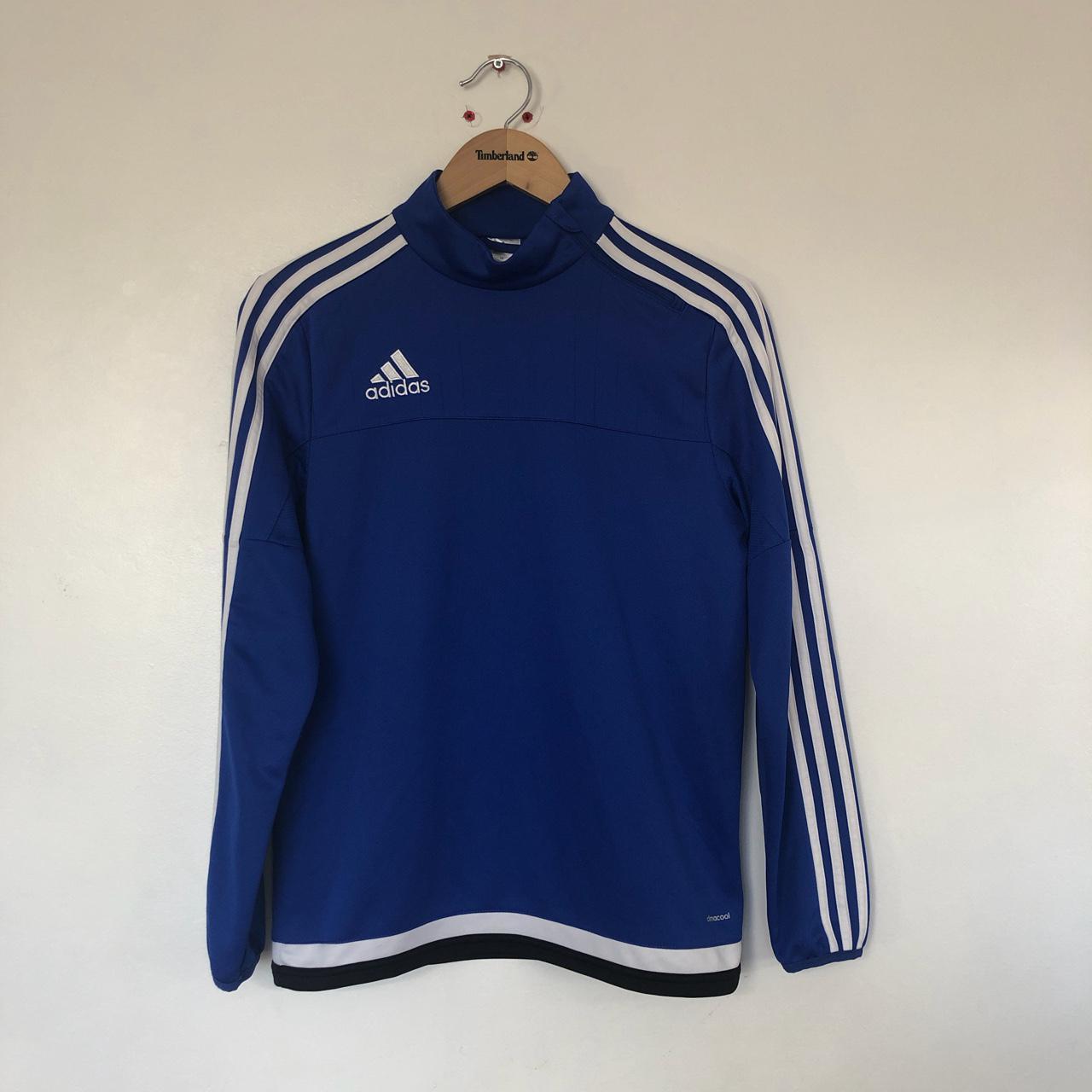 Blue and white Adidas sports training jumper… kids... - Depop