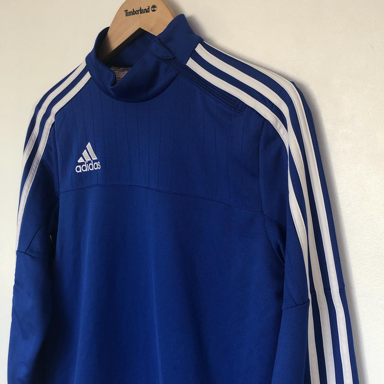 Blue and white Adidas sports training jumper… kids... - Depop