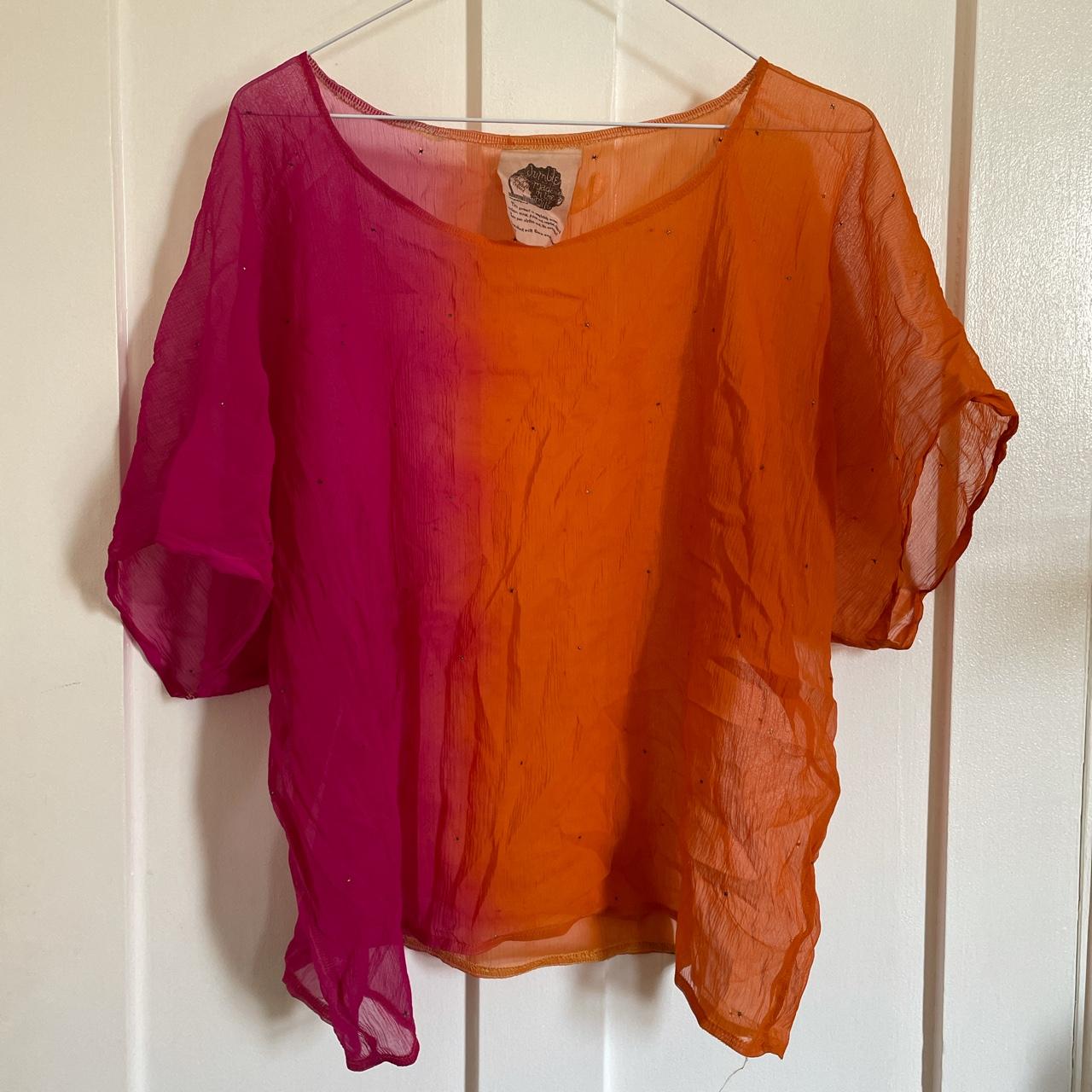 Women's Pink and Orange Top Depop
