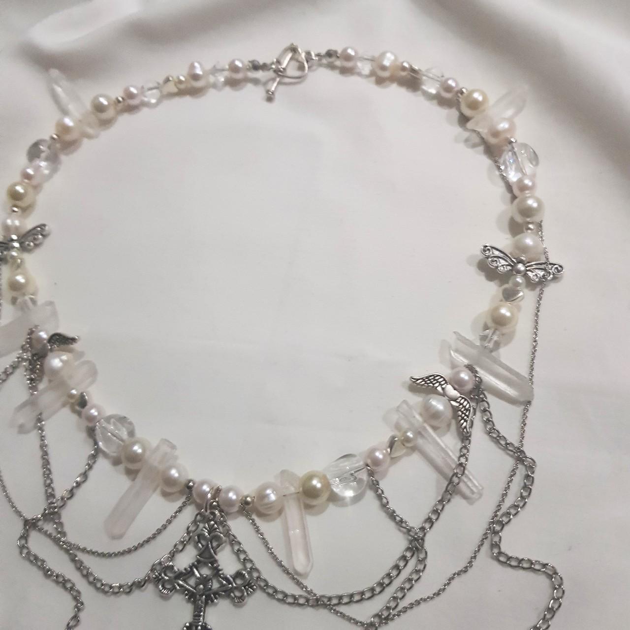 stunning pearl fairy necklace ♡ handmade by me... - Depop