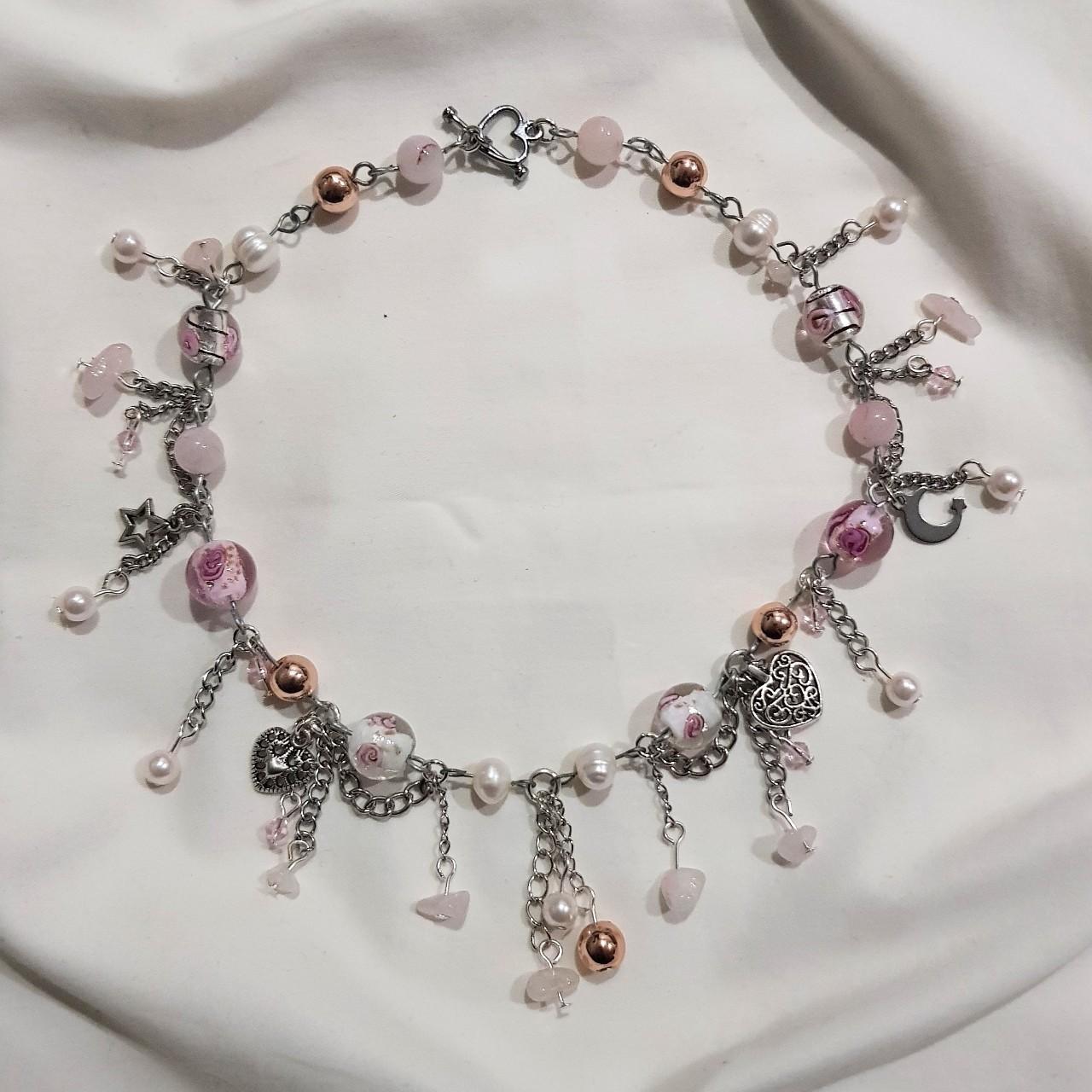 floral charm necklace ♡ handmade by me... Depop