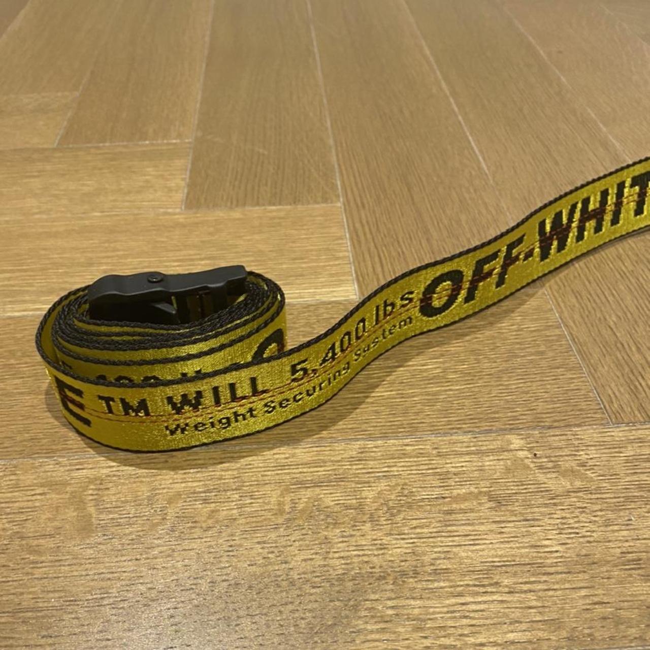 yellow off white industrial belt perfect condition -... - Depop