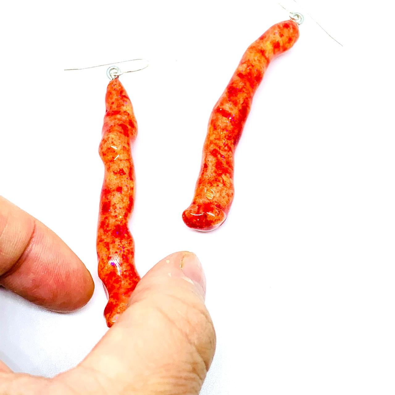 Hot Cheeto Earrings made from real snacks encased Depop