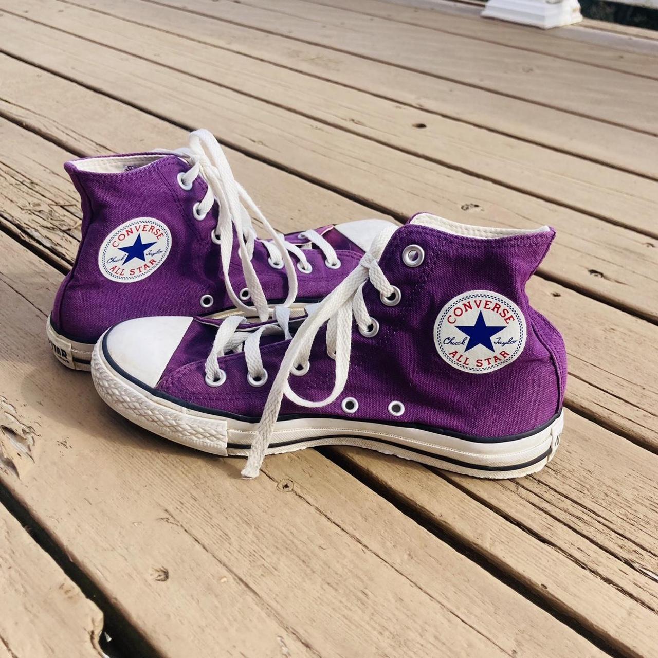 Converse Women S Purple And White Trainers Depop