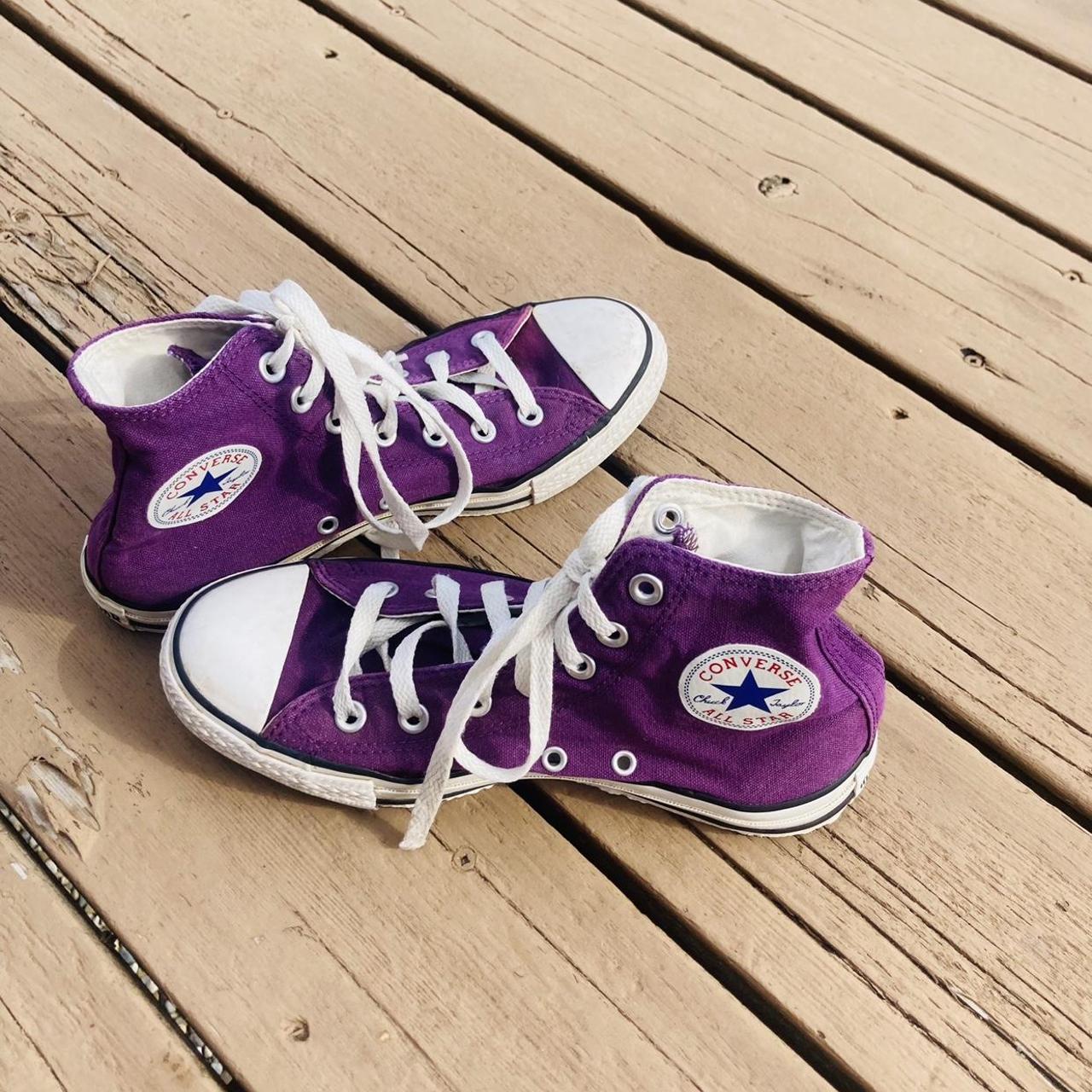 Converse Women S Purple And White Trainers Depop