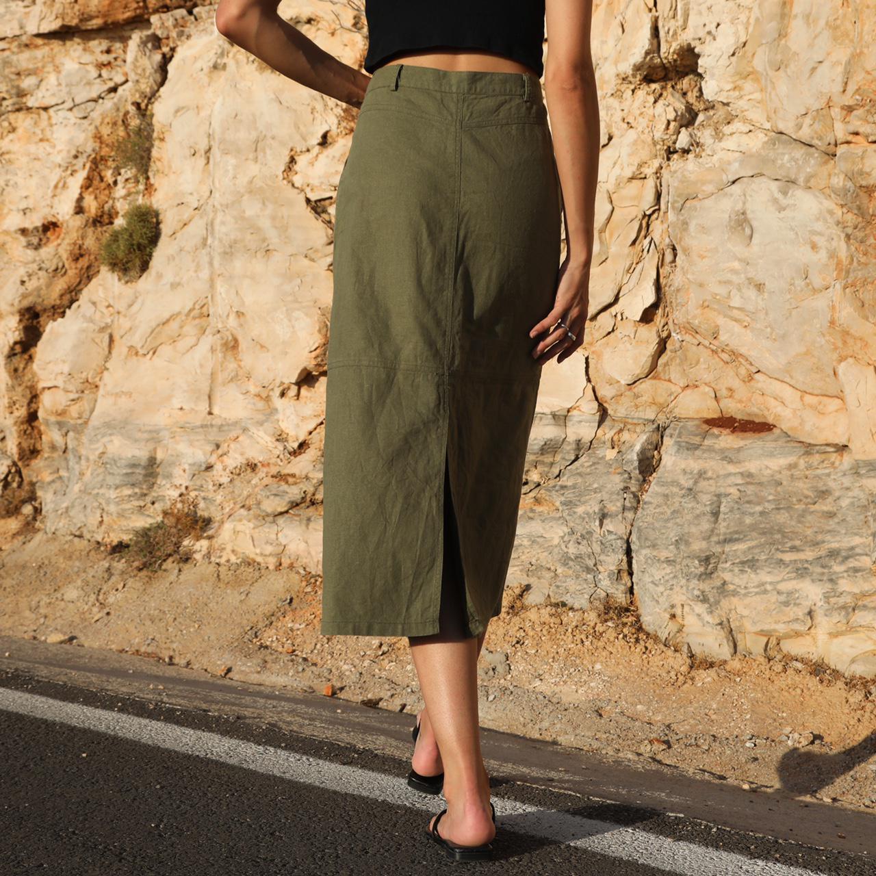 Military green hotsell midi skirt