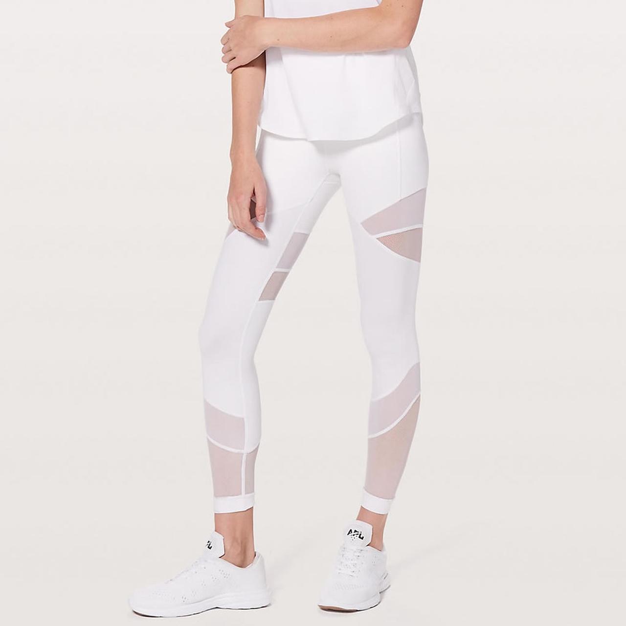 white lululemon leggings with mesh