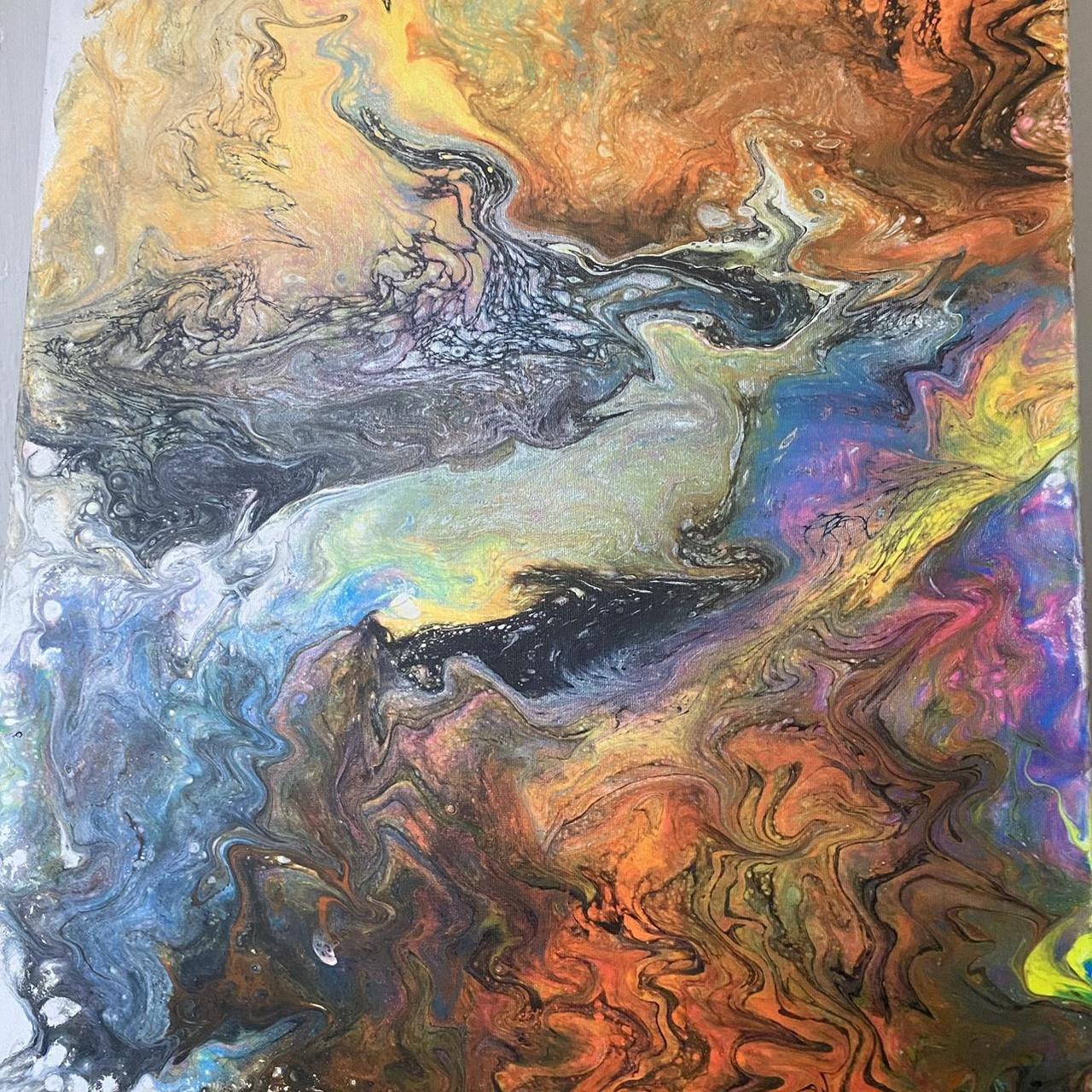 Beautiful acrylic oil spoil painting on... Depop